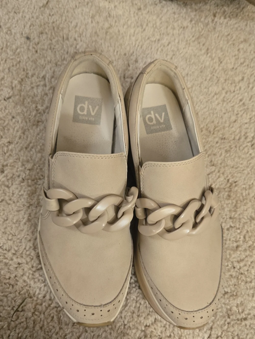 DV by Dolce Vita Beige Chain-Link Slip-On Loafers